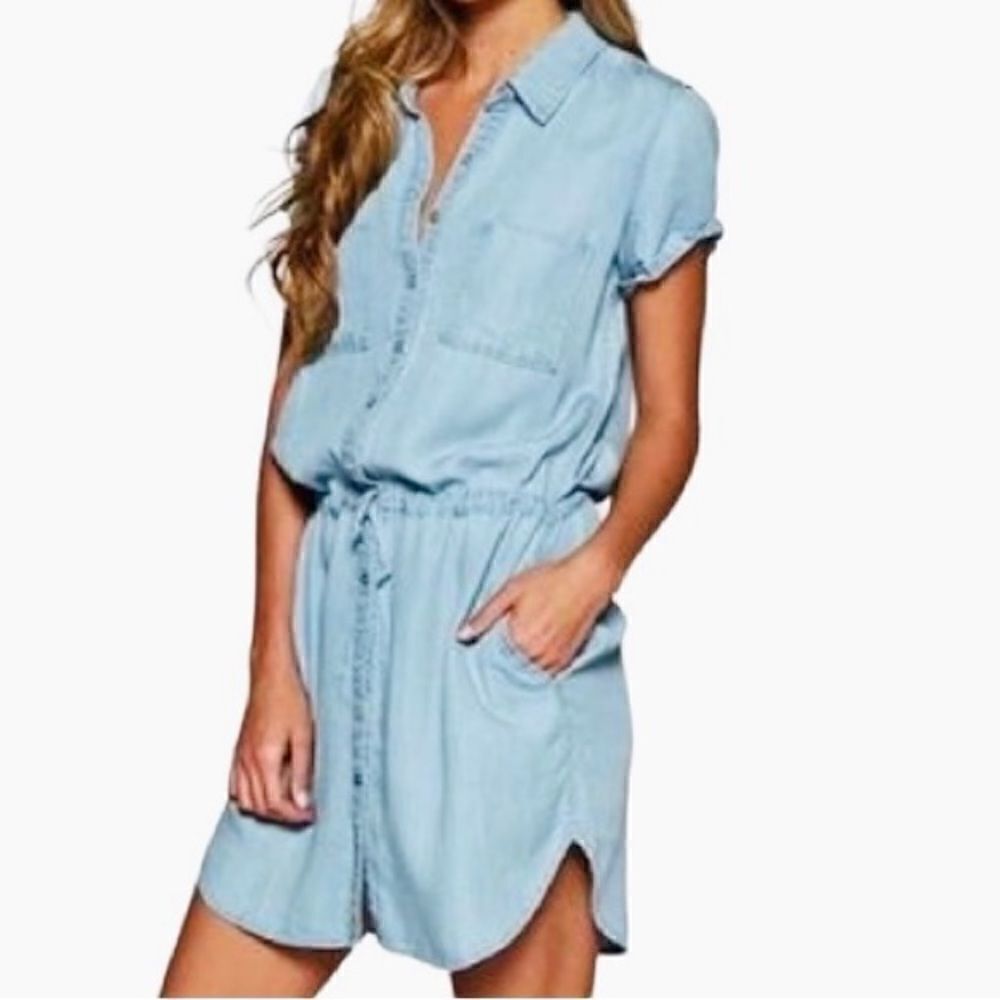 Thread & Supply Light Blue Short Sleeve Denim Dress